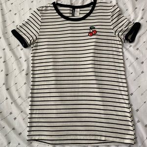 Black and white cherry tee
